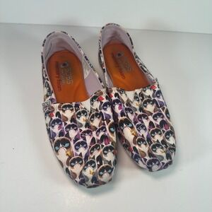 BOBS Skechers Grumpy Cat Womens 5.5 Slip On Flats Memory Foam 33102 Multi Color